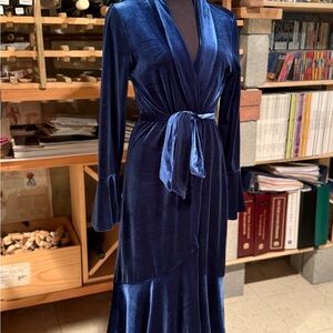 Express Deep Blue Velvet Dress/Robe/Tunic